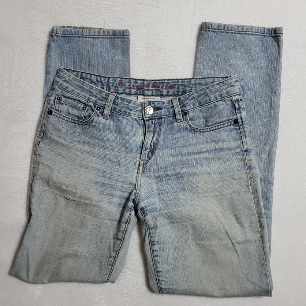Vintage Levi's Mid-Rise Straight 552 Blue Skinny Jeans Distressed Ripped  8 W29